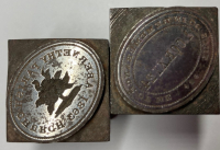 2  dies for striking communion tokens. 'Abernethy Parish Church 1863' text encircling burning bush. 'Do this in remembrance of me' encircling '1.COR.XI.24'